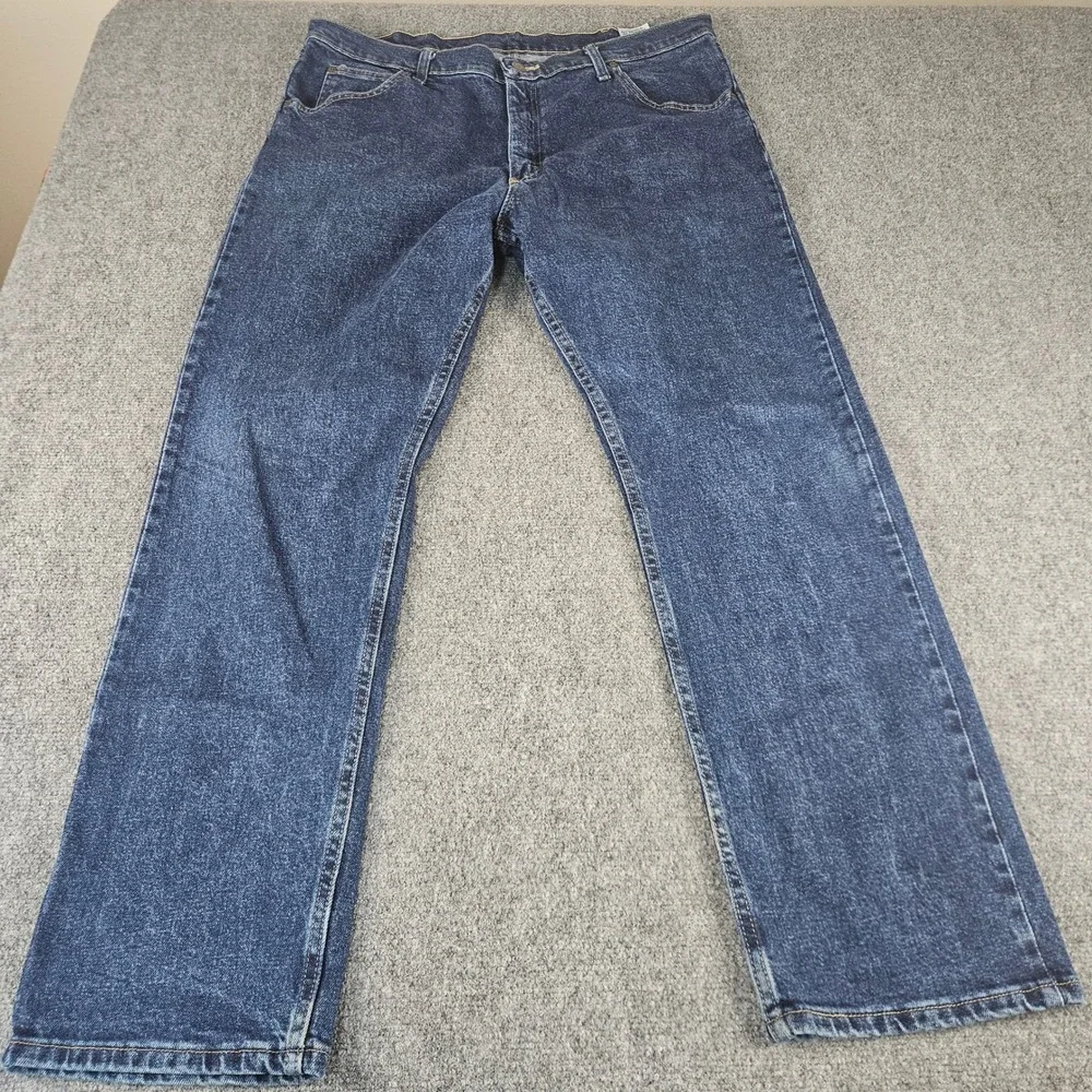 Wrangler Premium Quality Straight Leg‎ Jeans Mens 38x30 Dark Wash Blue Denim